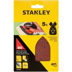 Stanley - 5 abrasifs corindons qualité supérieure Mouse grain 80 STA31004-XJ