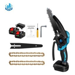 Mini Tronçonneuse à batterie Onevan Scie à chaîne électroportative 1200W - avec 2 Batteries 2 Doré