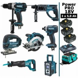 Makita - Pack Power pro 7 outils 18V: DDF458 + DHR202 + DTD152 + DJV180 + DSS610 + DJR186 + DMR108