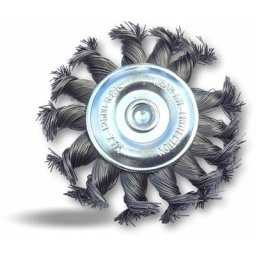 Brosse circulaire métallique plate à mèches torsadées pour perceuse - a l'unité - ø 75 mm - Fil dur