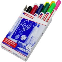 Edding - 4095 4-4095999 Marqueur craie blanc, blanc, noir, rouge, bleu, vert, vert clair, jaune