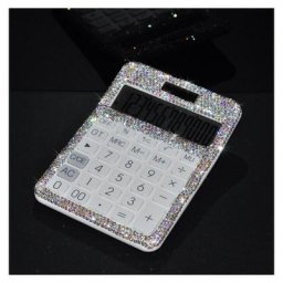 Légant Bling strass cristal éblouissant 12 chiffres solaire et batterie double alimentation grand