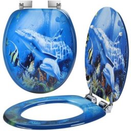 Siège de toilette universel avec impression dauphin Ocean Toilet Seat Pad Bathroom Wood