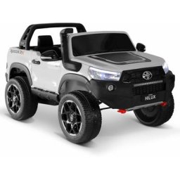 Toyota Hilux 2 roues motrices blanc. voiture électrique 12V. 2 places. pour enfants avec autoradio.