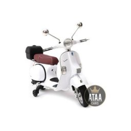 Ataa - Moto vespa officiel 12v électrique pour enfants licence Piaggio: Blanc - Blanc