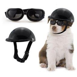 Blue Dream - 2Pièces Chapeau de Motos pour Chiens, Casque de Moto pour Animaux, Casque pour Animaux