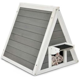 Maison Triangulaire pour Chat,Maison de Chat en Bois Massif,Cabine pour Chat, Abri pour Chat,Maison