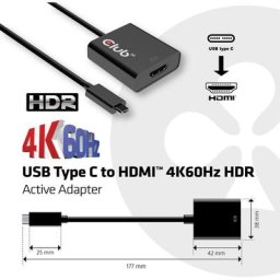 CAC-2504 usb Adaptateur [1x usb 3.1 mâle type c - 1x hdmi femelle] noir R046431 - Club3d