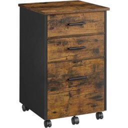 Vasagle Caisson Bureau 3 Tiroirs, avec 2 Tiroirs en Tissu, 1 Tiroir en Bois, Table de Chevet, Petit