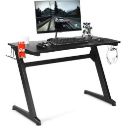 Bureau pour Gaming en Forme de z, Bureau Ergonomique pour E-Sport avec Tapis de Souris Gratuits,