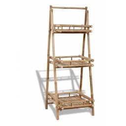 Tagère à plantes pliable 3 niveaux Bambou