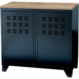 Armoire de rangement métal 2 portes Noir mat - Noir mat