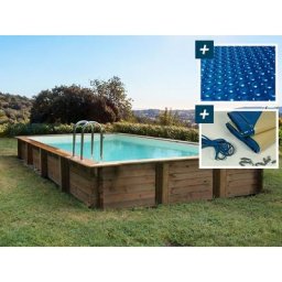 Piscine bois en kit rectangle Sunrise - 8.20 x 5.20 x 1.44 m + Bâche à bulles 400 µ - Bâche hiver