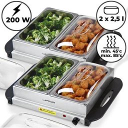 Chauffe-Plats Électrique - Set de 2, en Acier Inoxydable, Maintien de la Température, Couvercles