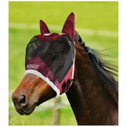 Xl, Bordeaux: Masque anti-mouches en maille avec couvre-oreilles et rembourrage en polaire Fly