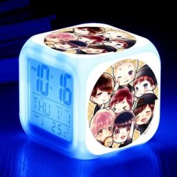 Bts réveil numérique(A), lumières colorées réveil Horloge carrée, Meilleur Cadeau pour garçons et