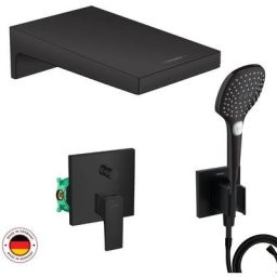 Hansgrohe - Lot robinet douche encastré baignoire Metropol , noir mat