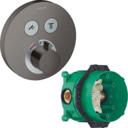 Hansgrohe - Lot Facade pour mitigeur thermostatique encastré avec 2 fonctions noir chromé brossé +