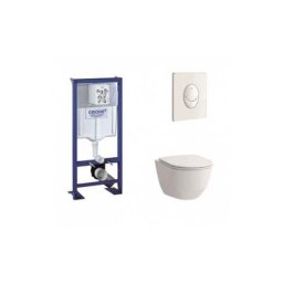 Pack wc Grohe Rapid sl + Cuvette Rimless Laufen Pro + Plaque blanche