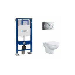 Geberit - Pack wc UP320 + Cuvette sans bride Velvet + plaque Sigma chr brillante