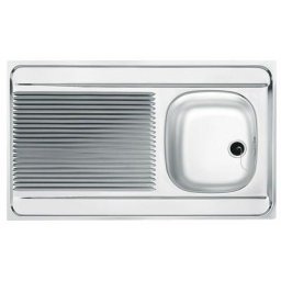 Evier Man à poser - 1 cuve 1 égouttoir - Inox lisse 120x60 Franke