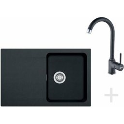 Colonnes - Kit de cuisine T30, évier en tectonite oid 611-78, noir + robinet fp 9000, onyx new