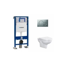 Geberit - Pack wc UP320 + Cuvette sans bride Velvet + plaque Sigma chr mat