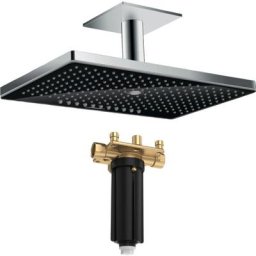 Hansgrohe - Douche de tête 460 3jet avec raccord plafond noir/chromé + Corps d encastrement pour