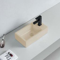 Lave main Rectangulaire Droite - Céramique Beige Mat - 46x26 cm - Studio