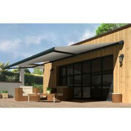 Store banne Coffre intégral protect Gris Anthracite 6x3,5m Motorisé à télécommande - Toile Grise