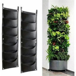 Lot de 2 Sacs de culture à suspendre 100 x 28 cm, sacs verticaux avec 7 poches, pour plantes et