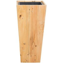 Beliani - Cache-Pot Cube Haut en Bois Clair 28 x 28 x 60 cm avec Insert en Plastique, Idéal pour