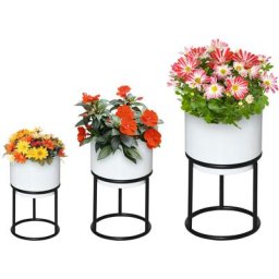 Supports de pots de fleurs design - supports à plantes - lot de 3 avec pots de fleurs - métal époxy
