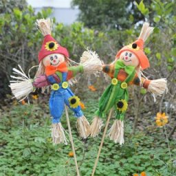 2 Pièces Épouvantail de Récolte Halloween Décoration, Petites Décorations d'Épouvantail, avec Bâton