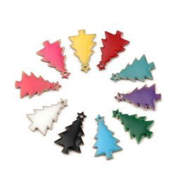 Breloques en cuivre Double face pour arbre de noël 10 pièces pendentifs en paillettes émaillées