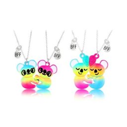 Collier à breloques avec pendentif magnétique demi-coeur pour femme cadeau de couple BFF Chia
