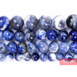Perles Rondes en Pierre Naturelle Sodalite Bleu Clair pour Bijoux Fil de 15 Pouces 4 6 8 10