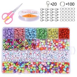 Puzzle de Perles Rondes en Acrylique avec Lettres Anglaises Ensemble d'Outils Plats en Plastique