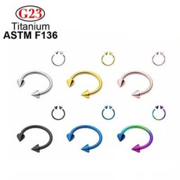 Petite pointe en titane plaqué or anneau de nez circulaire bijoux de Piercing ASTM F136