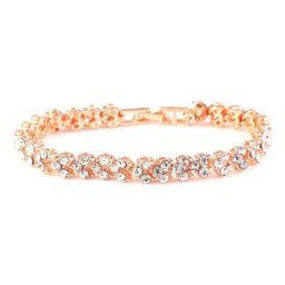 Bracelet en alliage de cristal de style romain pour femme conception de coeur d'amour mode faite à