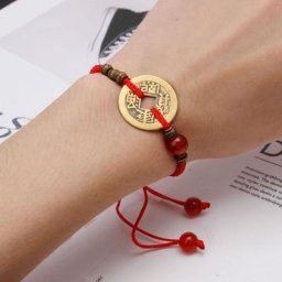 Bracelets Feng Shui I chi ancienne pièce de monnaie kabbala chaîne rouge qui attire la chance et la