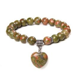 Reiki – Bracelets de perles en pierre naturelle Unkiate bijoux de Yoga en forme de cœur pour hommes
