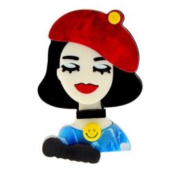 CINDY XIANG – broche en acrylique pour femme chapeau rouge en Fiber d'acétate bijoux de haute