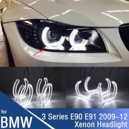 Anneau Halo en Fer à Cheval Blanc avec Couvercle Acrylique LED Œil d'Ange pour BMW 3er E91 E90 LCI