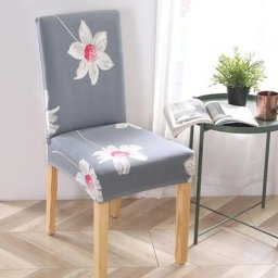 Housse de chaise de salle à manger élastique imprimée protection anti-poussière en Spandex
