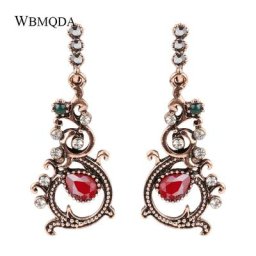 Boucles d'oreilles de mariage en cristal pour femmes bijoux bohème indiens en or Vintage longs