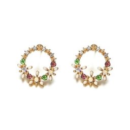 Boucles d'oreilles d'été pour femmes nouveauté élégantes grand cercle fleur imitation perle