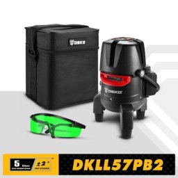 DEKO-Niveau laser vert à 5 lignes DKLL57PB2 lignes transversales horizontales et verticales à