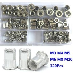 Jeu de capuchons de rivets à tête plate insert fileté aluminium M3 figuré M5 M6 M8 M10 kg