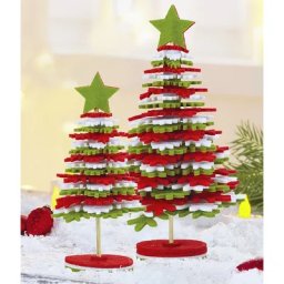 Kit créatif ""sapins en feutrine"", rouge/blanc/vert, 2 pièces
